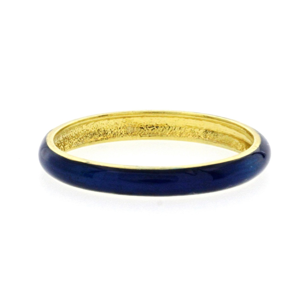 Fancy Blue Navy Enamel 14k Gold 3 Mm Band Ring